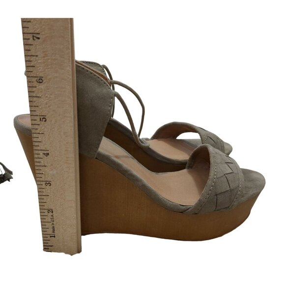 Altard State Platform Wedge Sandal Womens 8.5 Boho Y2K Gypsy Taupe Gray Strappy - Picture 11 of 11